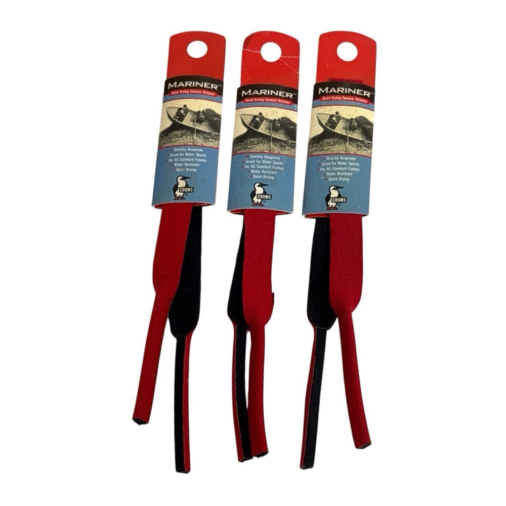 Chums Mariner Eyewear Retainers Neoprene Pack of 3 Red Black 0804 New USA‎